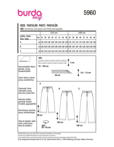 Pants pattern - Burda 5960