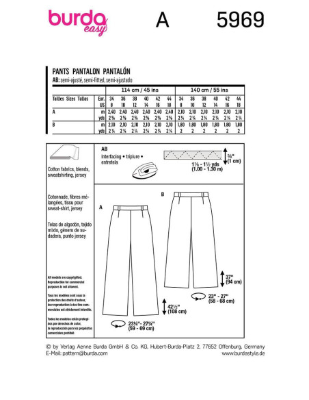 Pants pattern - Burda 5969