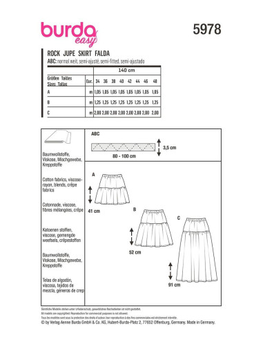Skirt pattern - Burda 5978