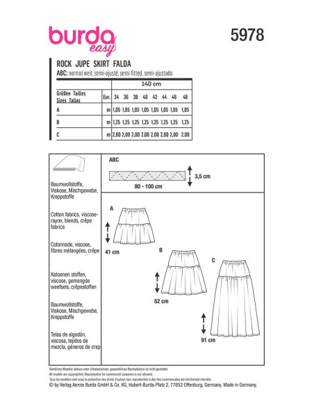 Skirt pattern - Burda 5978