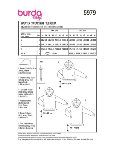 Sweatshirt Pattern - Burda 5979