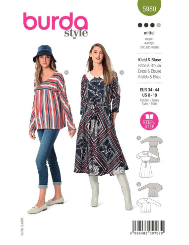 Dress and blouse pattern - Burda 5980