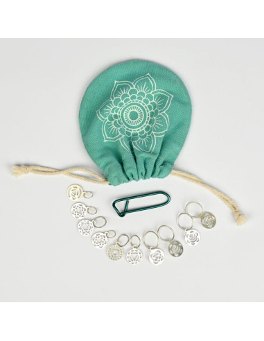 Silver-plated Chakra Mindful KnitPro stitch marker set