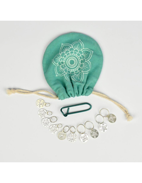 Silver-plated Chakra Mindful KnitPro stitch marker set