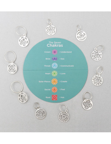 Silver-plated Chakra Mindful KnitPro stitch marker set