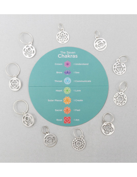 Silver-plated Chakra Mindful KnitPro stitch marker set