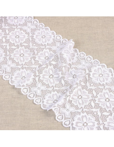 Elastic lace flower path - White