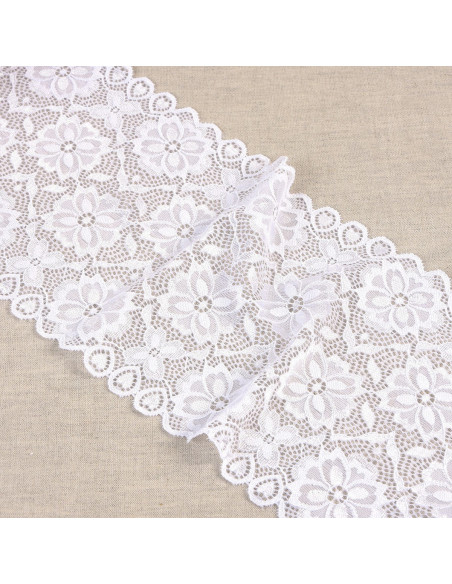 Elastic lace flower path - White