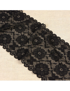Elastic lace flower path - Black