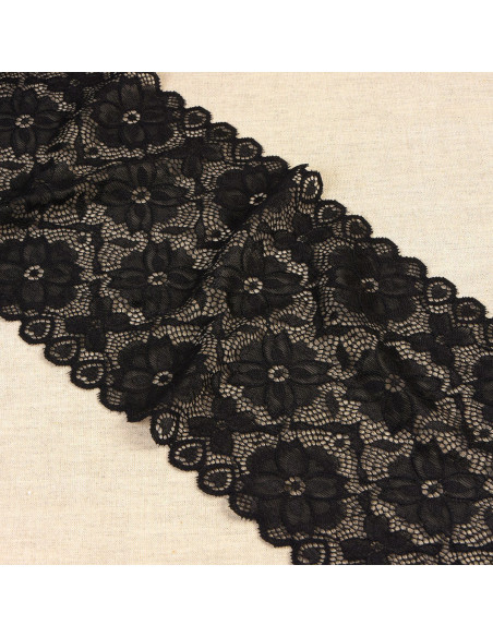 Elastic lace flower path - Black