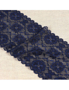 Elastic lace flower path - Navy blue