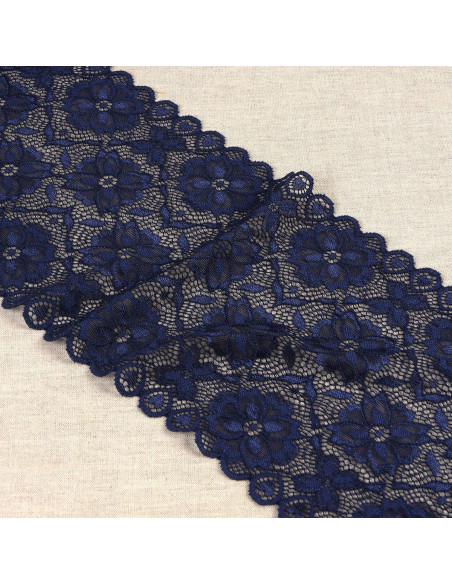 Elastic lace flower path - Navy blue