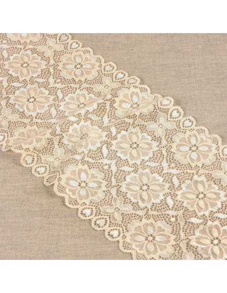 Elastic lace flower path - Ecru