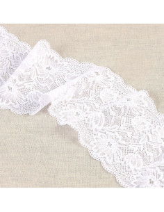 Elastic lace delicate flowers - White