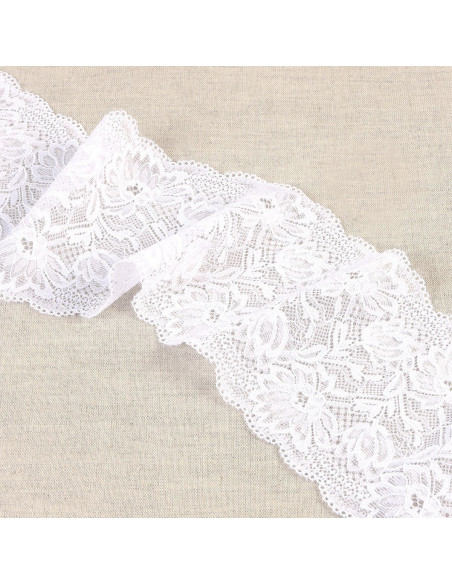 Elastic lace delicate flowers - White