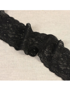 Elastic lace delicate flowers - Black