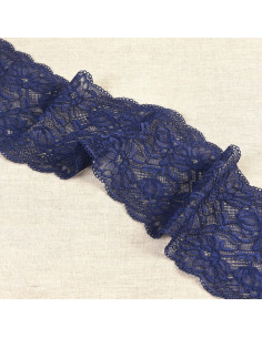 Elastic lace delicate flowers - Navy blue