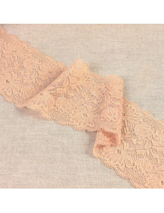 Elastic lace delicate flowers - Beige