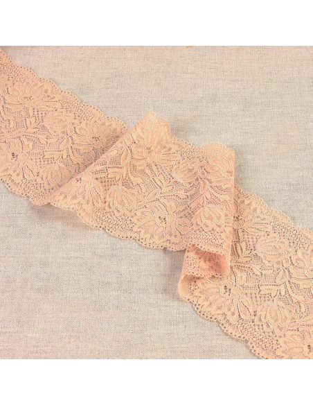 Elastic lace delicate flowers - Beige