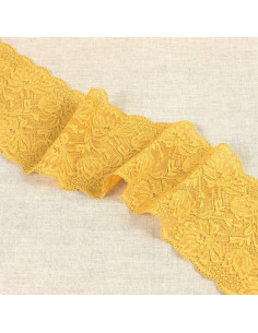 Elastic lace with delicate flowers - Mustard