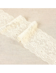 Elastic lace delicate flowers - Ecru