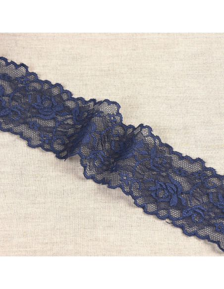 Elastic lace flowers and stems - Navy blue