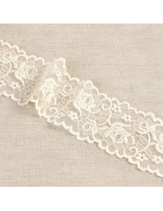 Elastic lace flowers and stems - Ecru