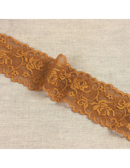 Elastic lace flowers and stems - Hazelnut
