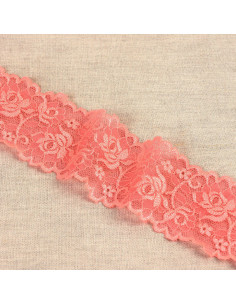 Elastic lace flowers and stems - Coral