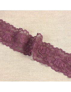 Elastic lace flowers and stems - Plum