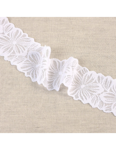Elastic flower petal lace - White