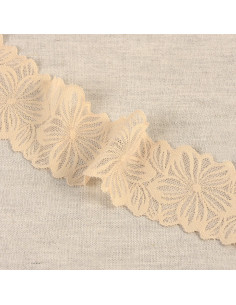 Elastic flower petal lace - Beige