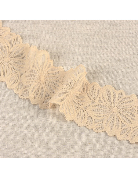 Elastic flower petal lace - Beige