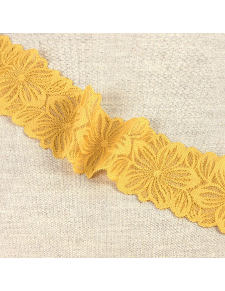 Elastic lace flower petals - Mustard yellow