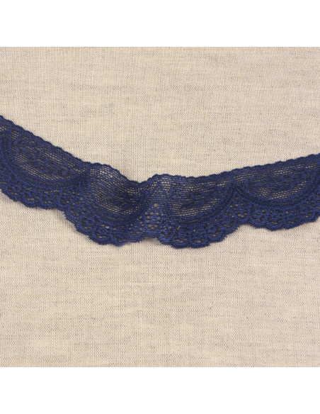Scalloped elastic lace - Navy blue