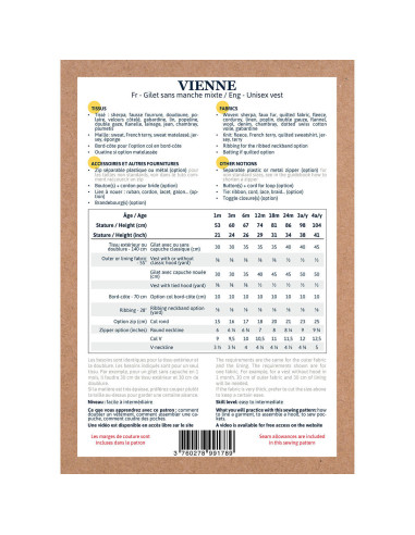 Unisex sleeveless vest pattern Vienne - Ikatee