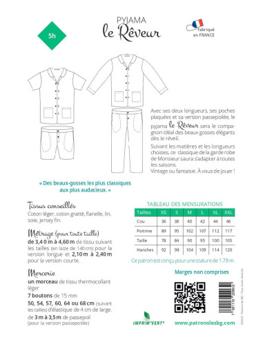 Men's Pajama Pattern The Dreamer - Les BG