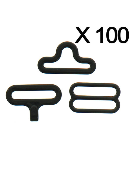 Set of 100 bow tie clips - Black