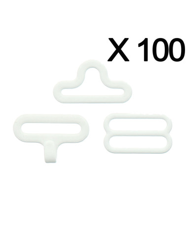 Set of 100 bow tie fasteners - White