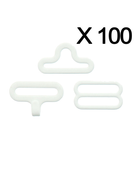 Set of 100 bow tie fasteners - White