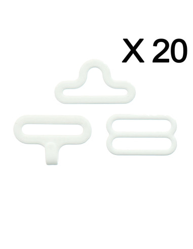 Set of 20 bow tie clips - White