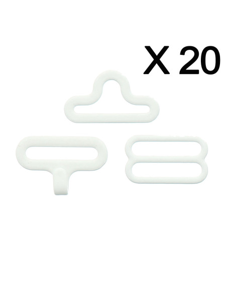 Set of 20 bow tie clips - White