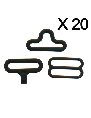Set of 20 bow tie clips - Black