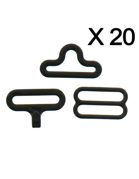 Set of 20 bow tie clips - Black