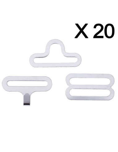 Set of 20 bow tie clips - Silver