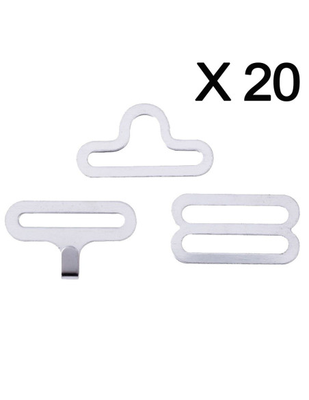 Set of 20 bow tie clips - Silver
