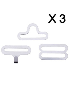 Set of 3 bow tie clips - Silver