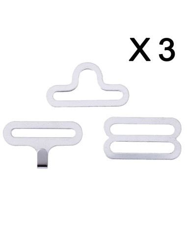 Set of 3 bow tie clips - Silver