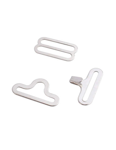 Set of 3 bow tie clips - Silver