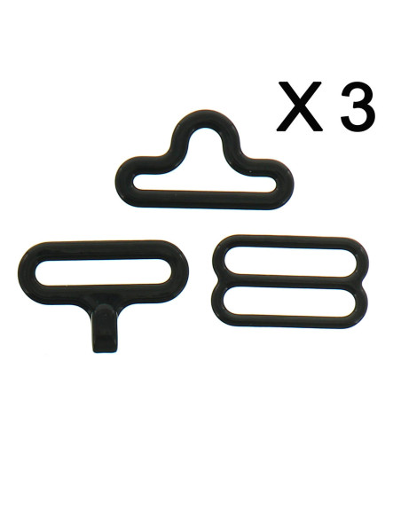 Set of 3 bow tie clips - Black